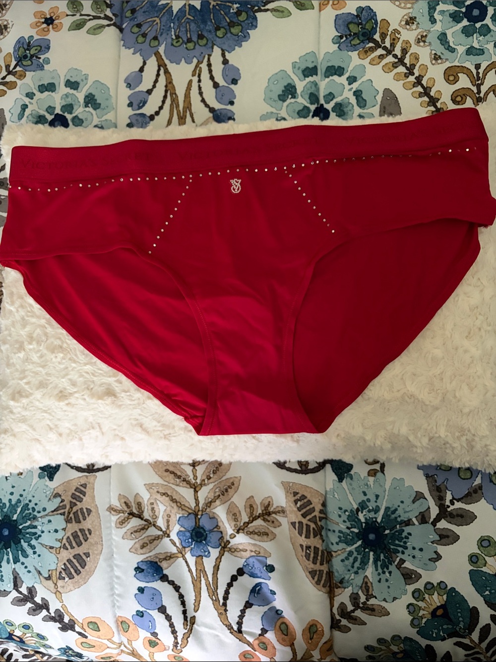 Victoria's Secret Hot Red Satin Briefs with Stud Detail
